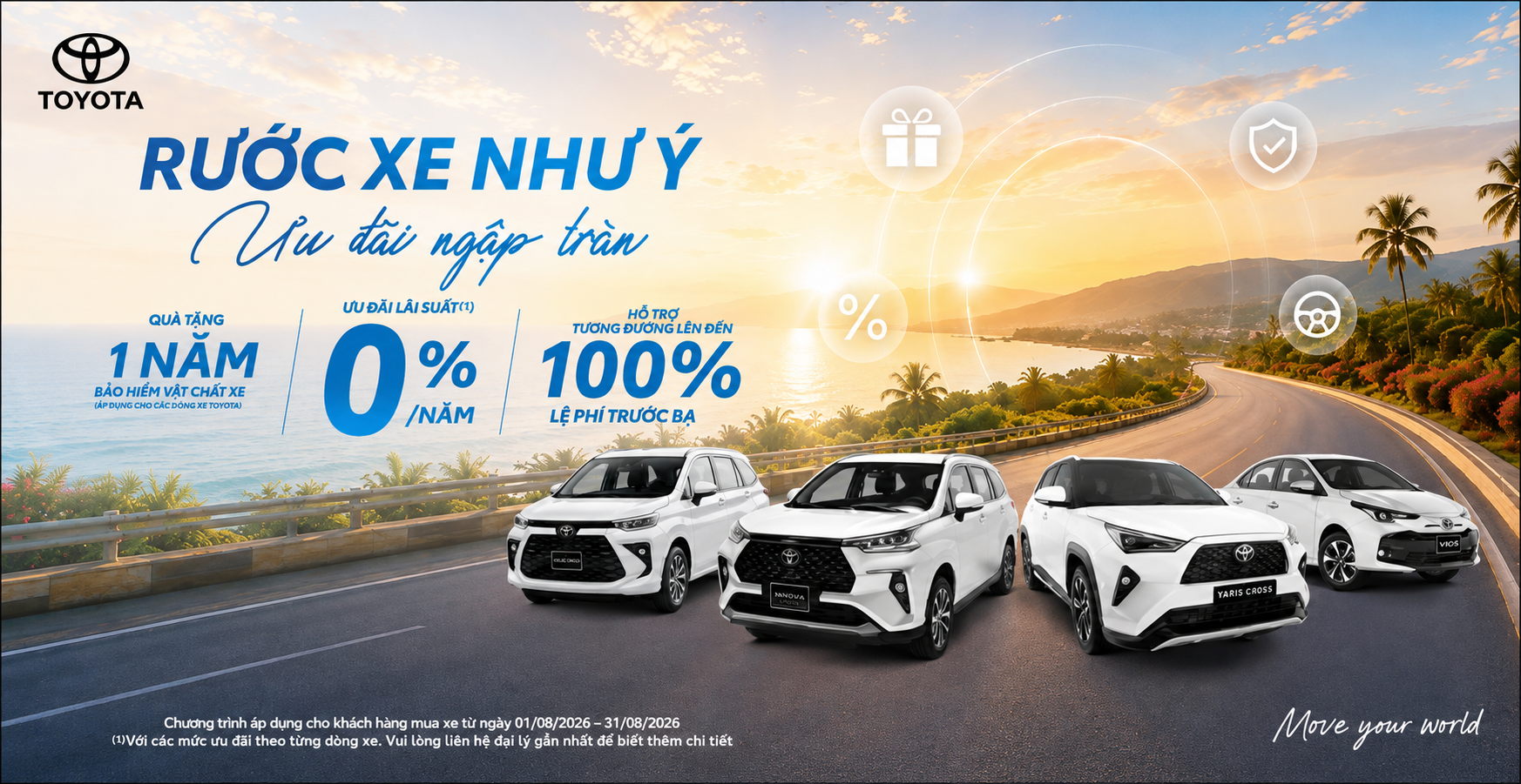 BÙNG NỔ ƯU ĐÃI THÁNG 8: Hỗ trợ tương đương 100% lệ phí trước bạ & lãi suất 0%